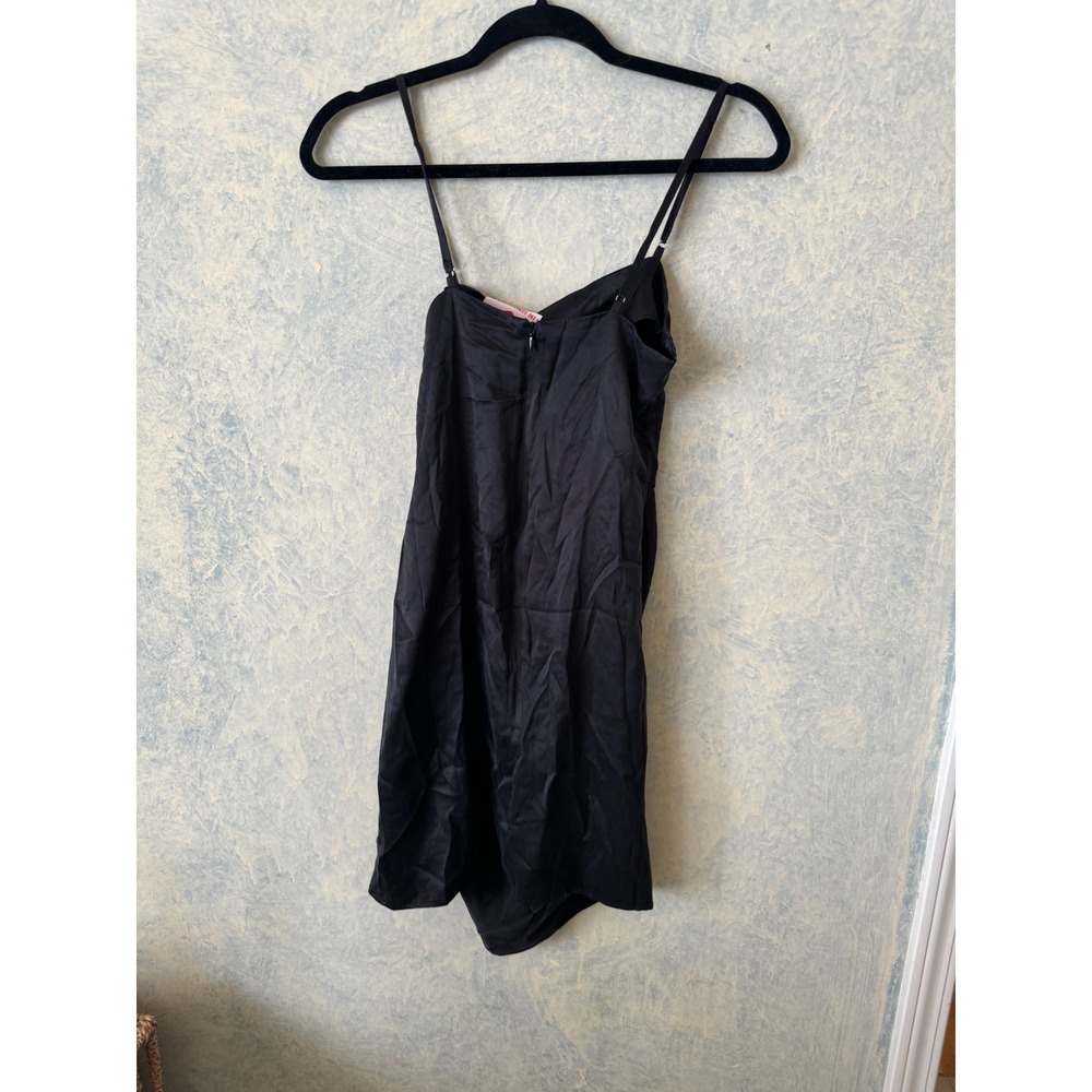 NWT The Games We Play Women's Black Ruched Satin‎ Mini Dress Size S